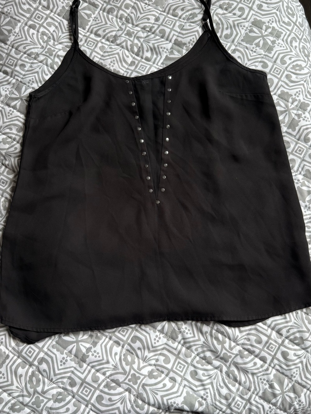 Black Stud-Embellished Tank Top